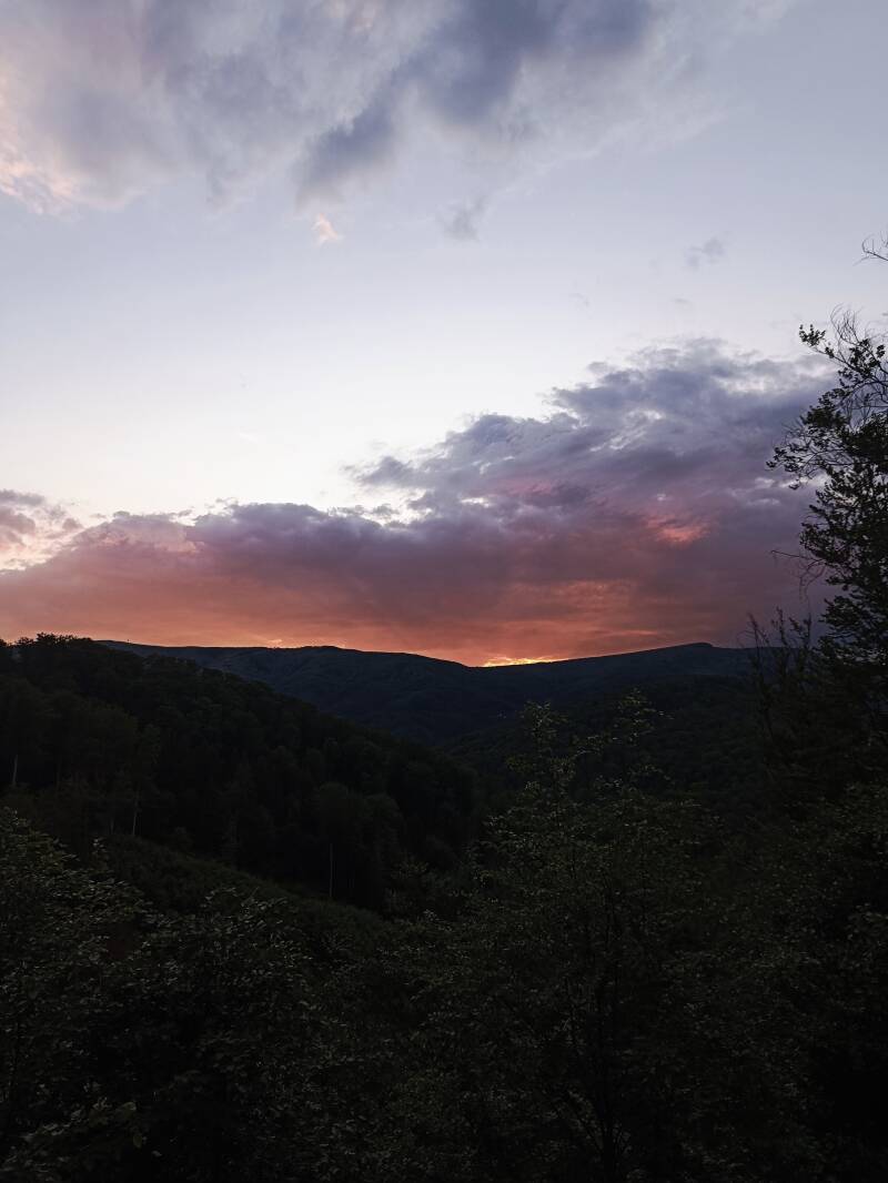 Beautiful nature view on slovakian valley near Handlová, Slovakia, sunset over forest