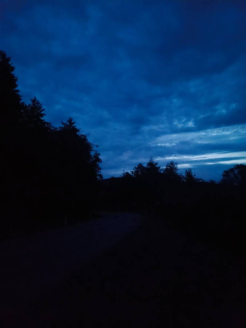 The Night road, Slovakia in night, in the forest path, Slovakia