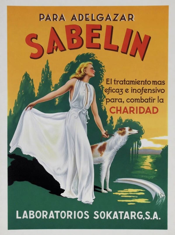 Cartel Publicitario Vintage Sabelin - Para Adelgazar | Laboratorios Sokatarg S.A.