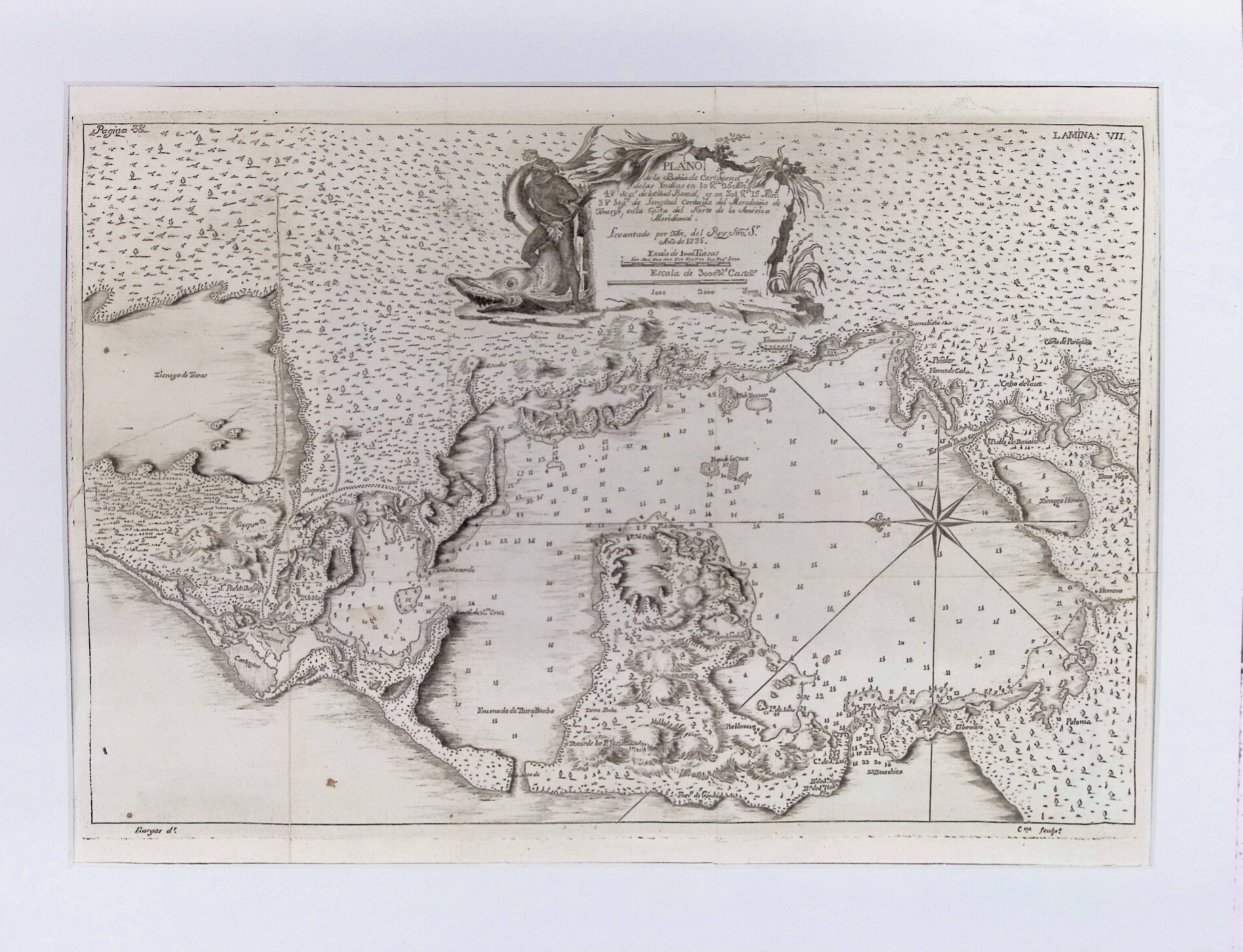 Plano de la Bahía de Cartagena – 1735 (Levantado por orden del Rey, Lámina VII). Mapas.