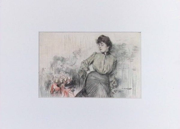 Mujer - Serie Rêveuses (Soñadoras) - Ramón Casas, Postal anterior a 1905