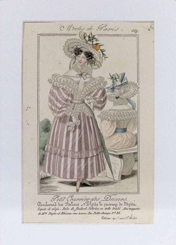Modes de Paris 659 - Petit Courrier des Dames | Robe de Foulard à Rayures (Circa 1825). Moda.