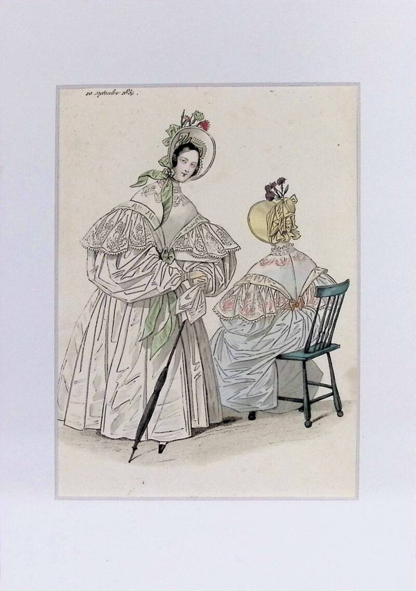 Modes de Paris - 20 Septembre 1834 | Grabado Original Coloreado a Mano. Moda