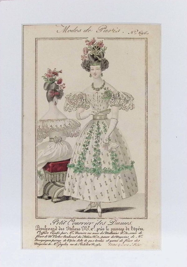 Modes de Paris Nº 696 - Petit Courrier des Dames | Lámina de Moda Parisina (Circa 1828-1830). Moda