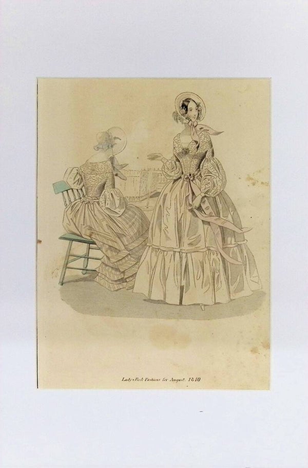 Lady’s Book Fashions for August 1840 | Lámina de Moda Americana Siglo XIX. Moda.