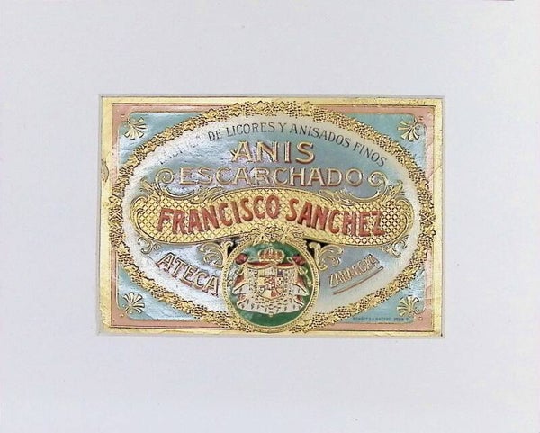Etiqueta Publicitaria Vintage Anís Escarchado Francisco Sánchez | Zaragoza (Principios S. XX)