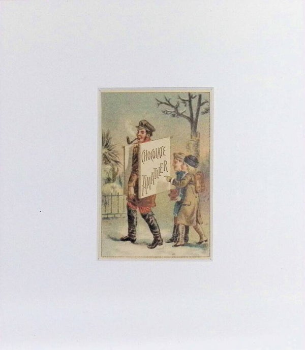 Cromo Publicitario Chocolate Amatller – “El hombre del cartel” (Principios s. XX) Publicidad.