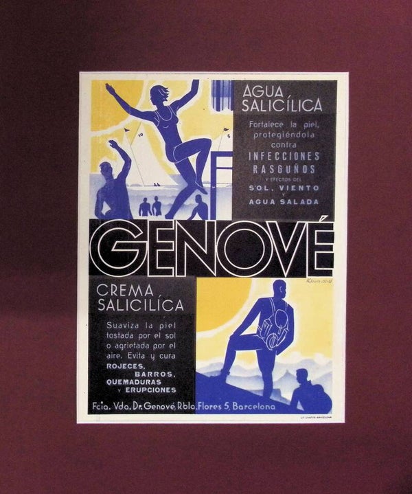 Cartel Publicitario Vintage Genové - Crema y Agua Salicílica (Años 20-30) | Original Barcelona. Publicidad.