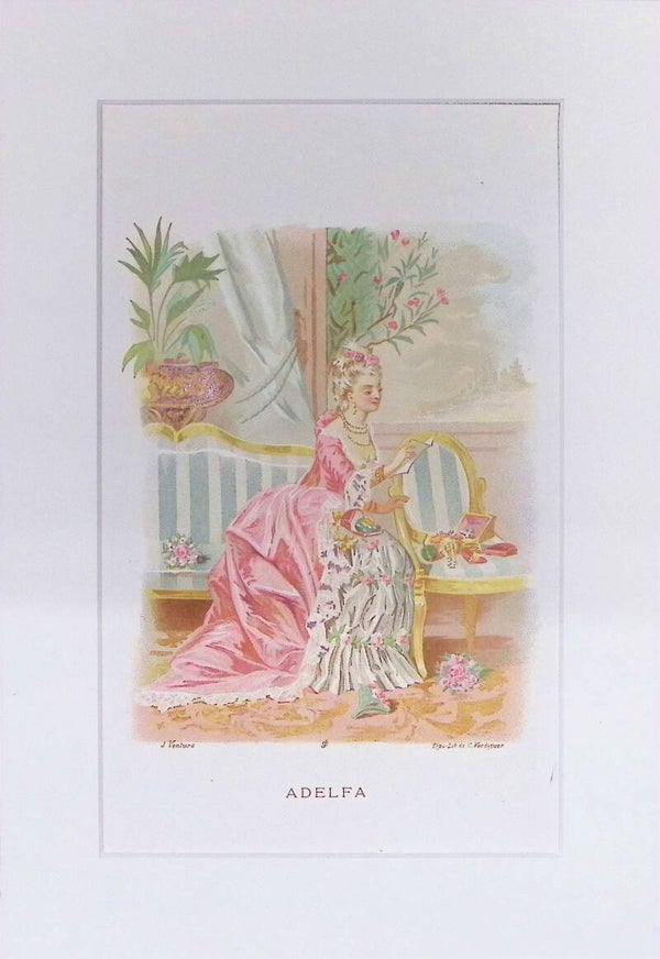 Adelfa – Cromolitografía de J. Ventura (La Vida de las Flores, 1878) | 32 x 22 cm