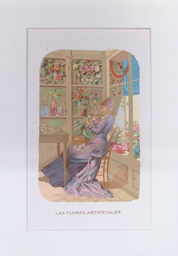 Las Flores Artificiales – Cromolitografía de J. Ventura (La Vida de las Flores, 1878) | 32 x 22 cm