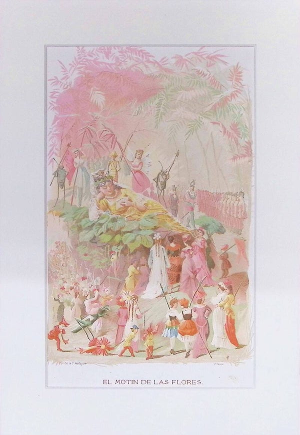 El Motín de las Flores – Cromolitografía de J. Simon (La Vida de las Flores, 1878) | 32 x 22 cm