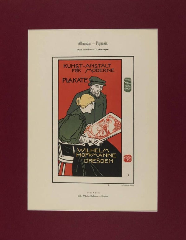 Kunst-Anstalt für Moderne Plakate Litografía original de Otto Fischer, Dresde (Alemania), 1896