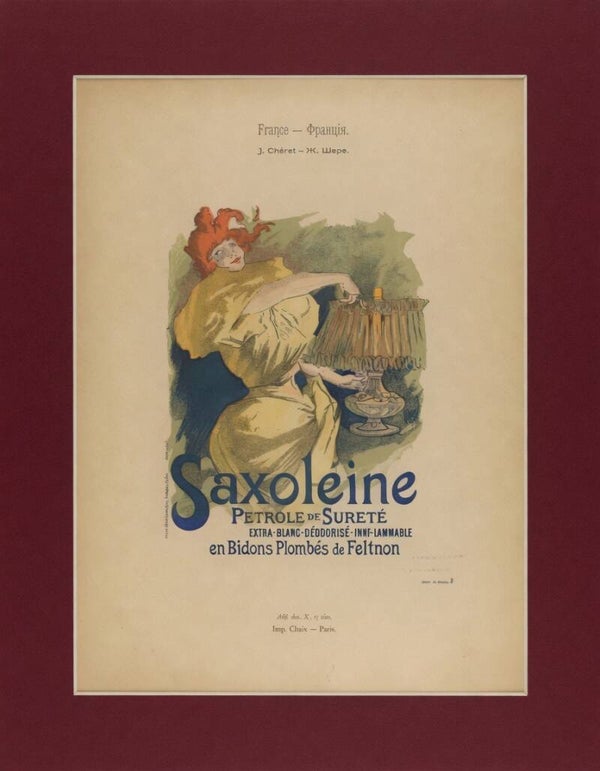Saxoléine – Pétrole de Sûreté Litografía original de Jules Chéret, finales del siglo XIX (ca. 1890-1895)