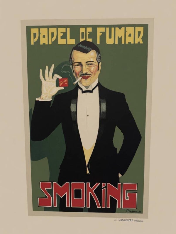 Cartel Litográfico Original «Papel de Fumar Smoking» – Imprenta Madriguera, Barcelona (70 x 45 cm)