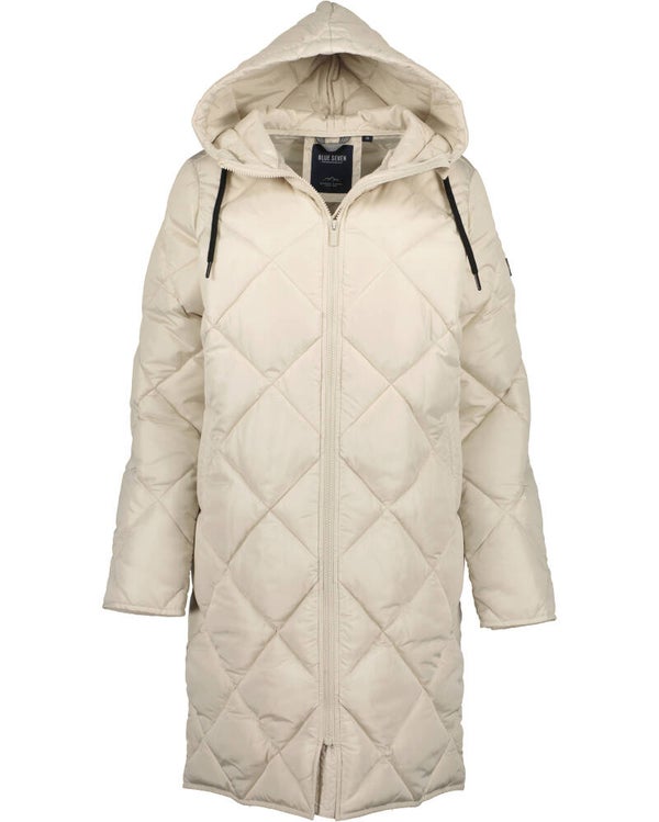 Doorgestikte mantel creme