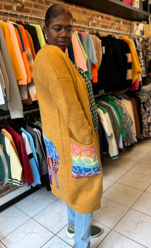 Warme lange vest met print