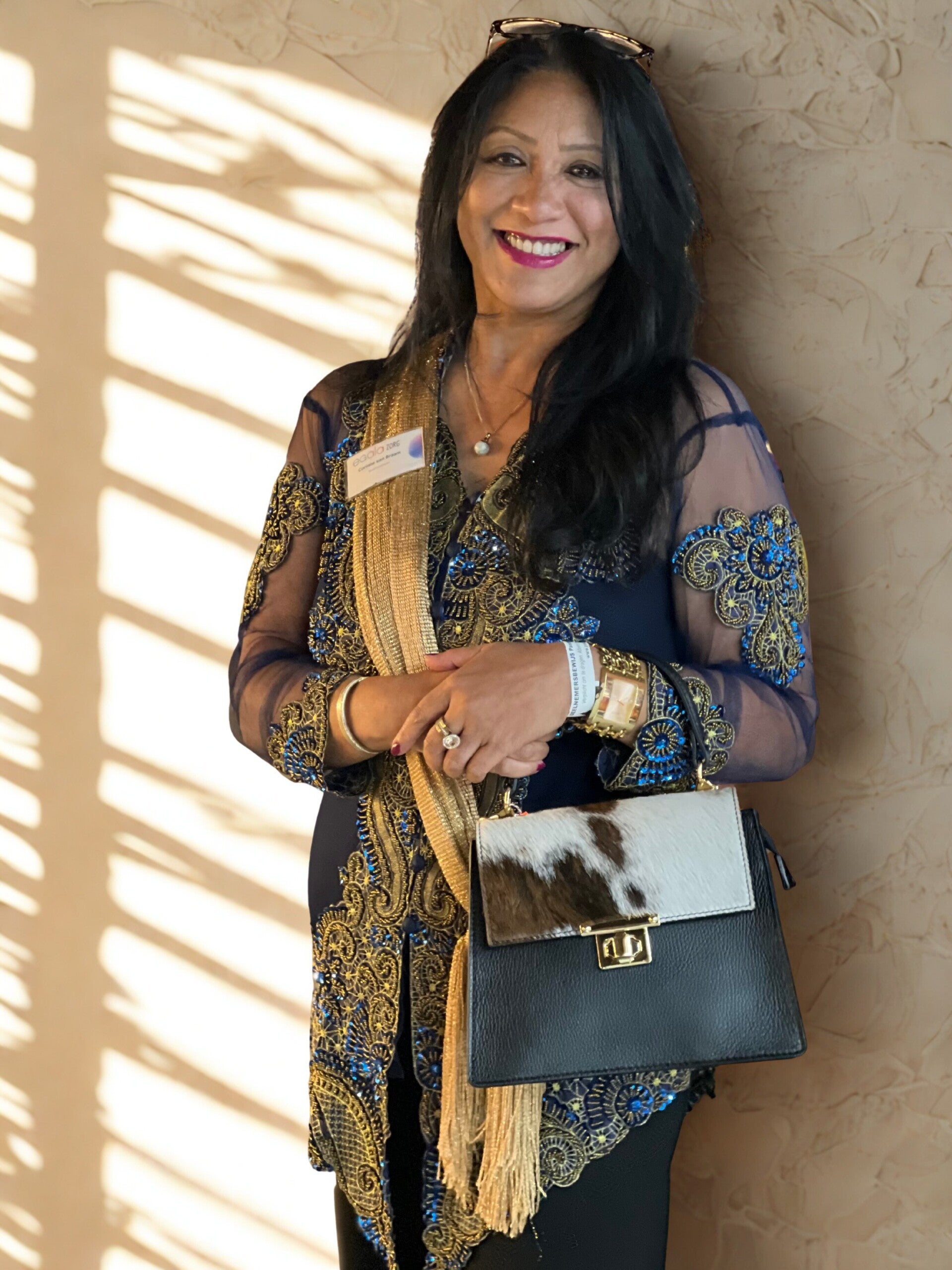 Leren tas in koeien looks