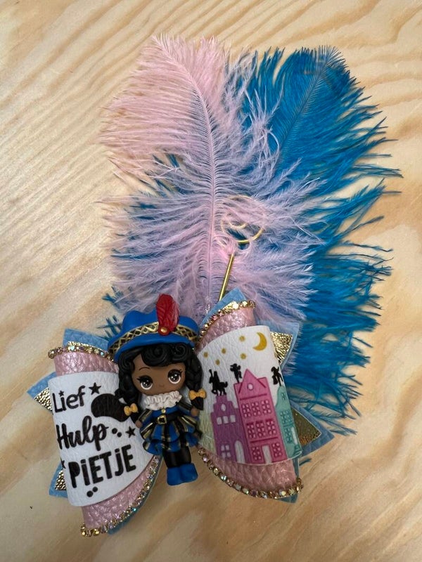 Sinterklaas haarstrikje blauw/roos