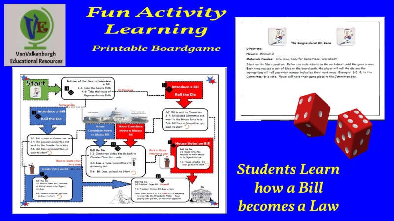 How a Bill becomes a Law - Printable Board Game Activity