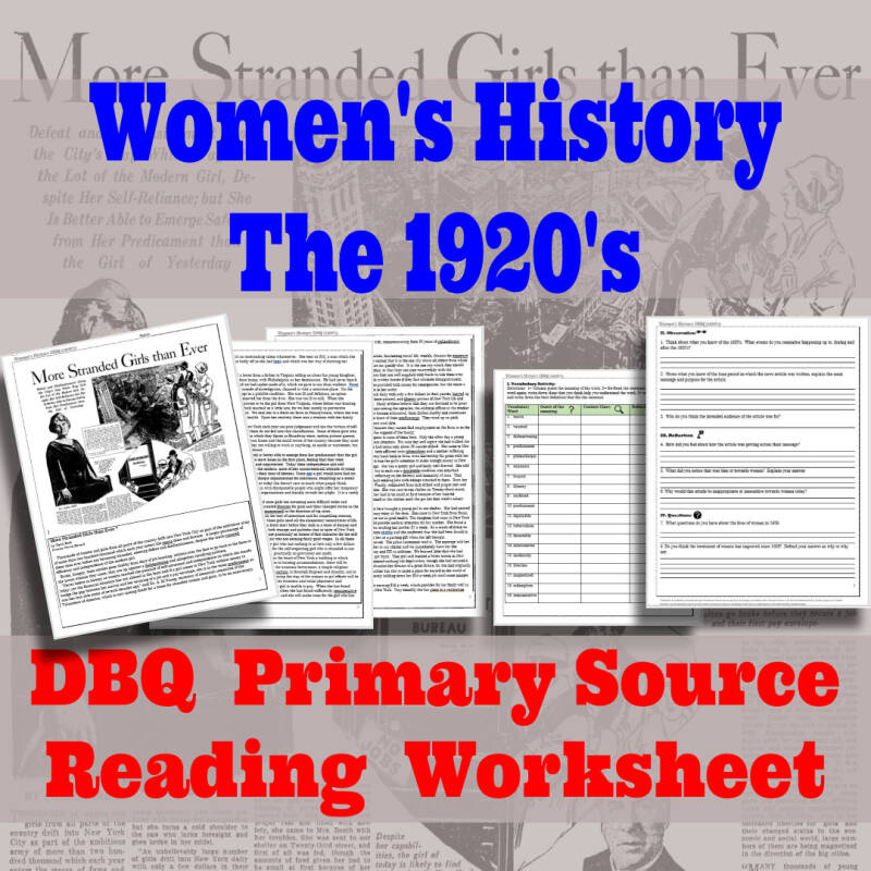 Women's History of the 1920's DBQ  Worksheet