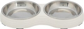 TRIXIE VOERBAK KAT DUBBEL MELAMINE / RVS WIT