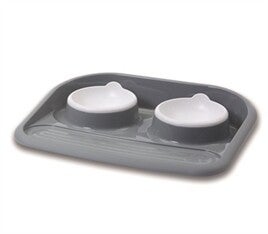 SAVIC BUTLER VOERBAK EN DRINKBAK MET PLATEAU EN ANTISLIP VOETJES 2X300 ML