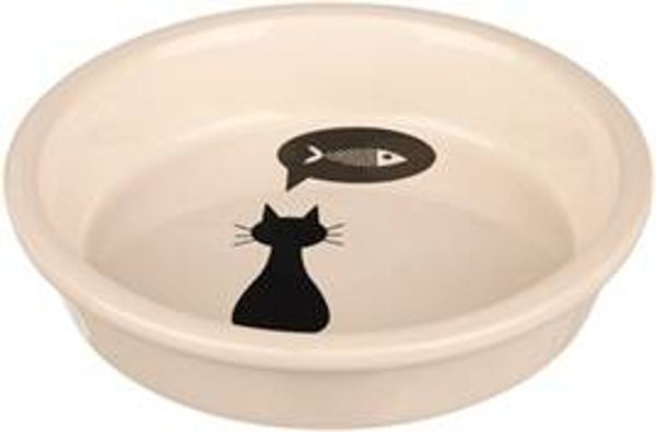 TRIXIE VOERBAK KERAMIEK WIT MET SILHOUETTE KAT