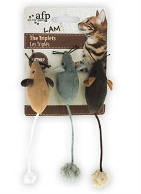 AFP MUIS THE TRIPLETS LAMSWOL MET CATNIP 7X7X3 CM 3 ST