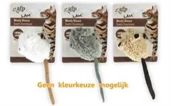 AFP WOOLY MOUSE LAMSWOL MET PIEP EN CATNIP 7X7X3 CM