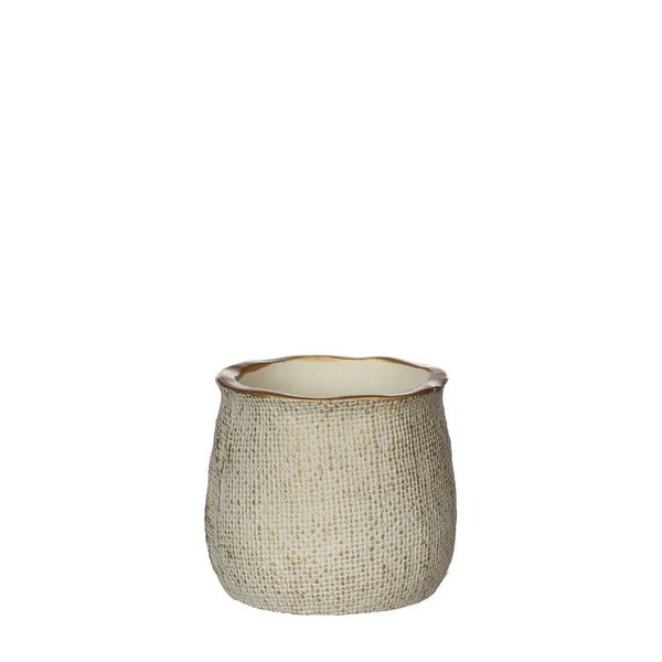 Wit/Goud potje ø8 hoogte 7 cm