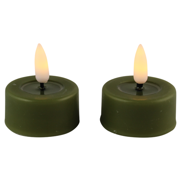 LED theelicht olijfgroen set/2 met timer (incl batterijen)