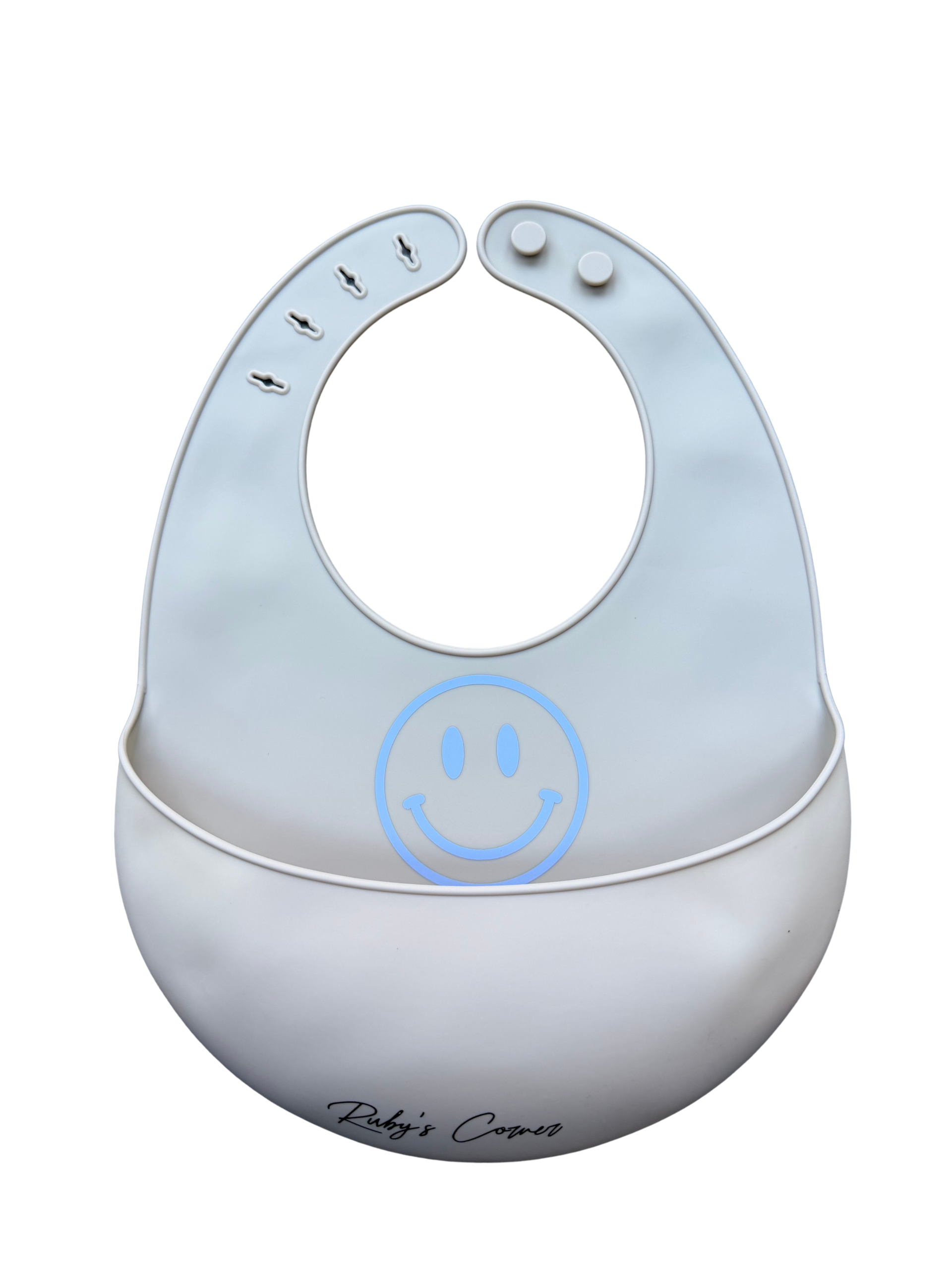 Siliconen slabber - smiley blauw