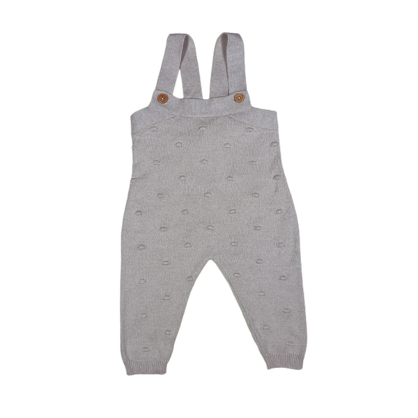 Tuinbroek gebreid met noppen - beige