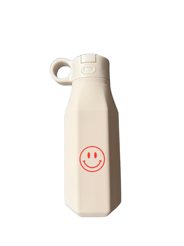 Siliconen drinkfles – Smiley - Beige