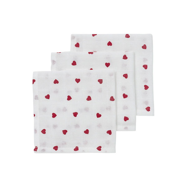Monddoekjes 3-pack hydrofiel - Sweet hearts