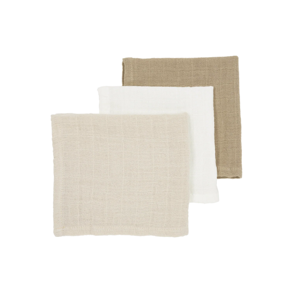 Monddoekjes 3-pack hydrofiel - Offwhite/Soft Sand/Taupe