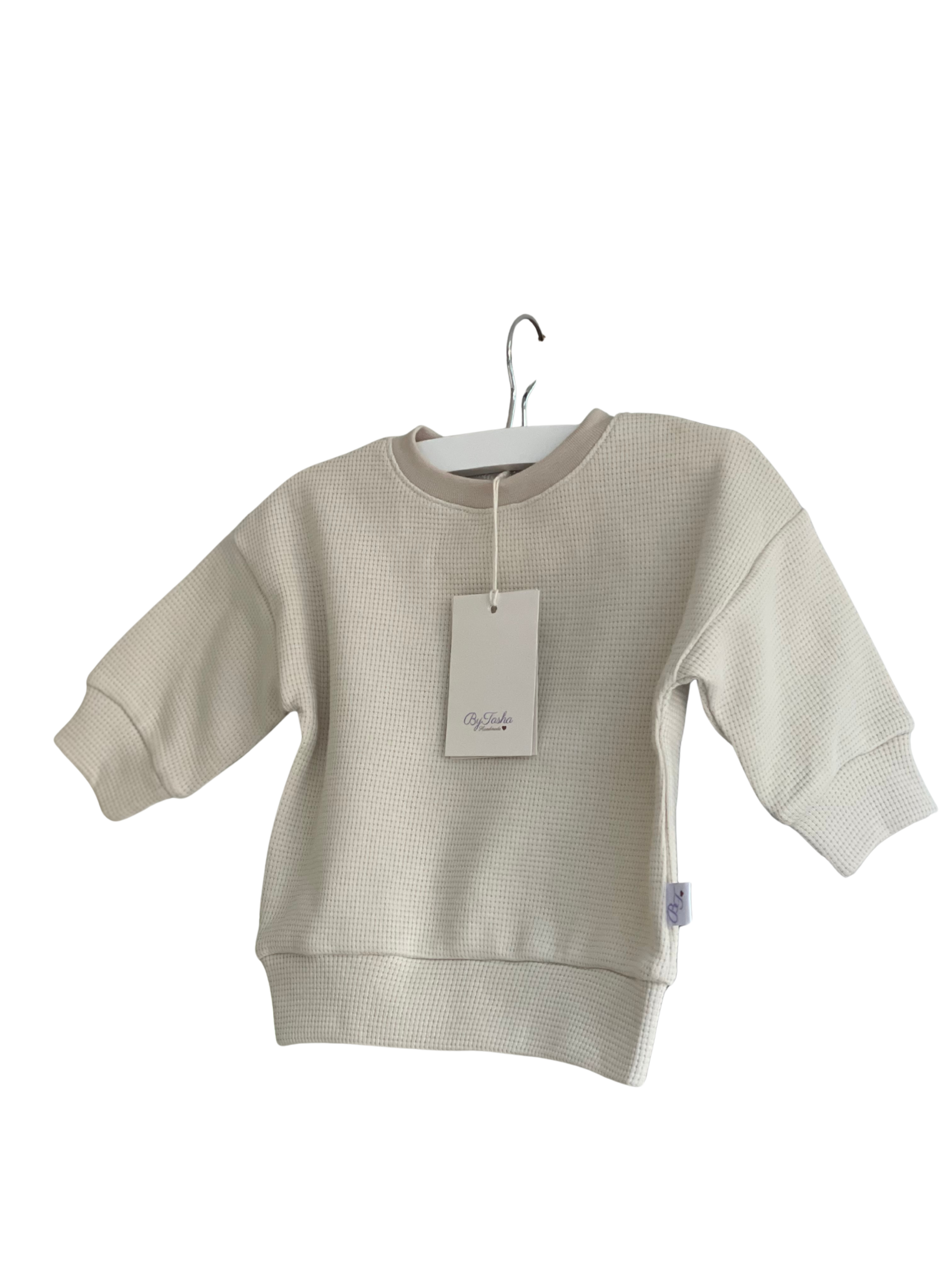 Oversized Sweater Wafeljersey - Soft beige
