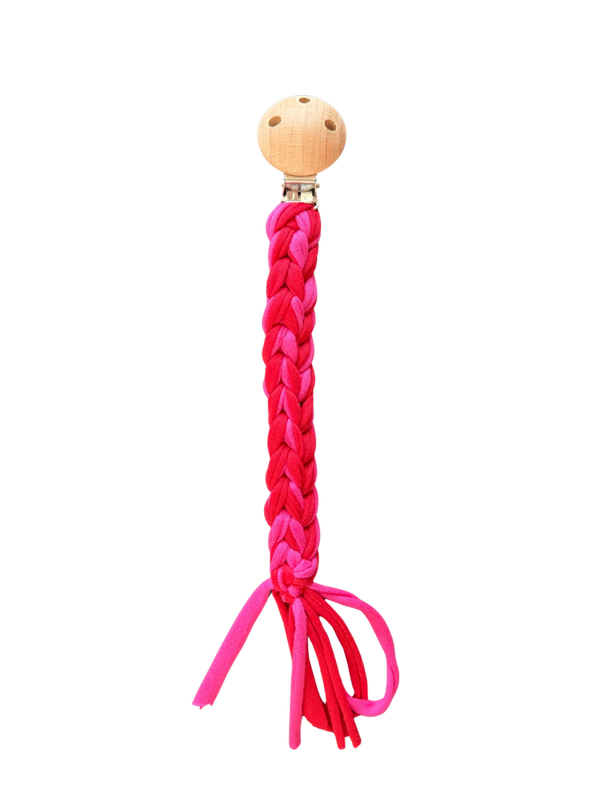 Crochet speenkoord roze/rood - Femme en Fleurs
