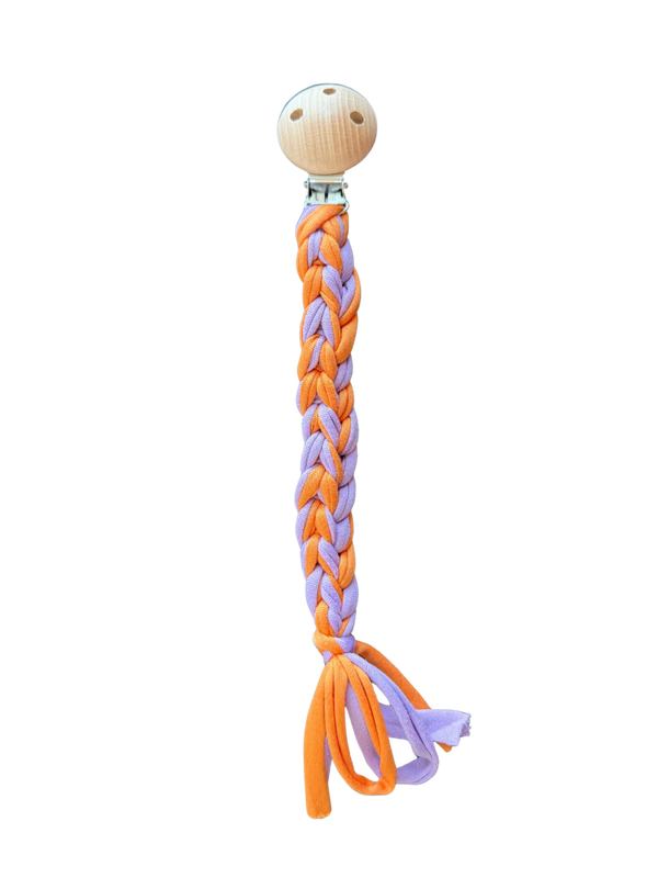 Crochet speenkoord lila/oranje - Femme en Fleurs