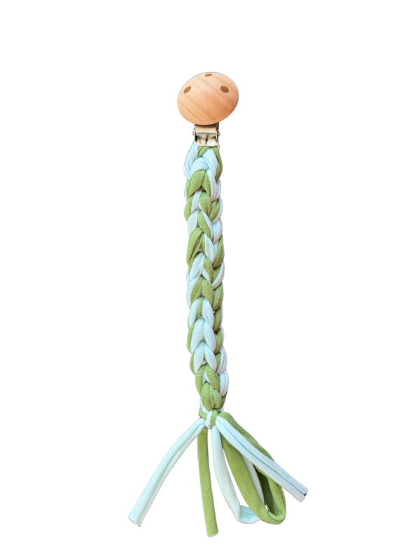 Crochet speenkoord blauw/groen - Femme en Fleurs