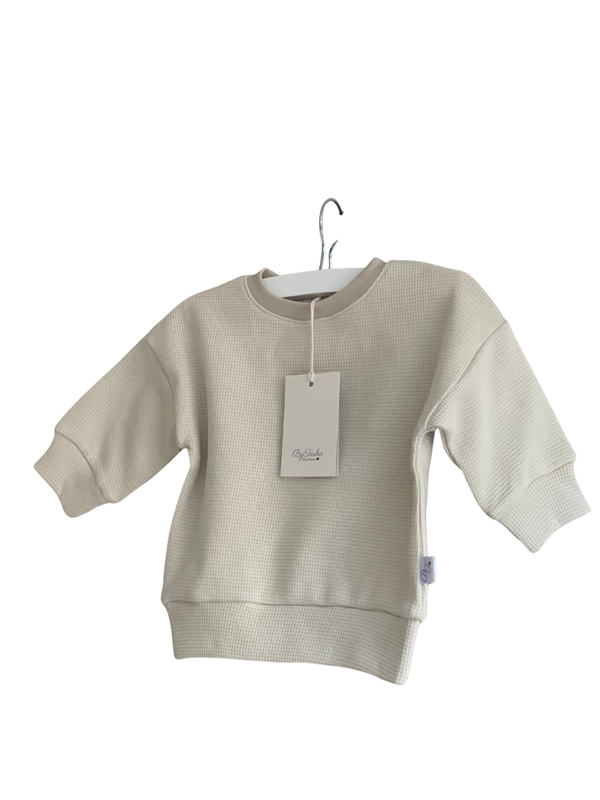 Oversized Sweater Wafeljersey - Soft beige