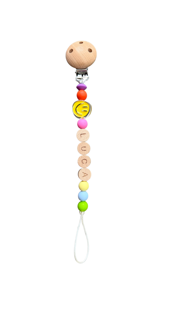 Speenkoord smiley regenboog - Femme en Fleurs