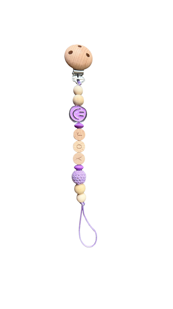 Speenkoord smiley lila - Femme en Fleurs