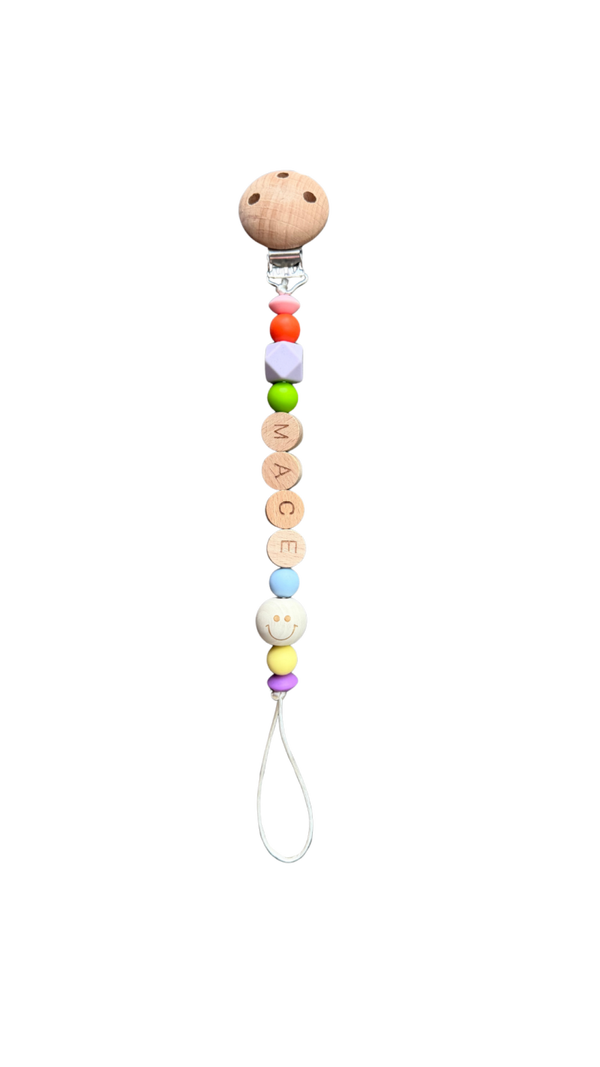 Speenkoord houten smiley - Femme en Fleurs