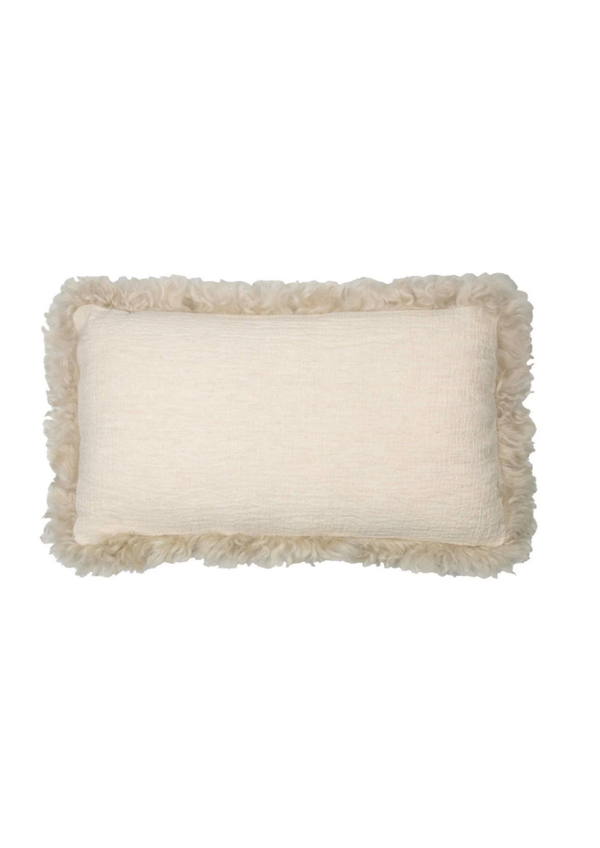 Kussen Beige - Schaap krulhaar linnen