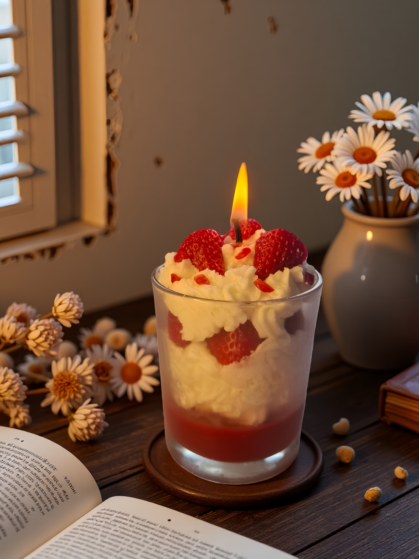 Erdbeer-Dessert Kerze