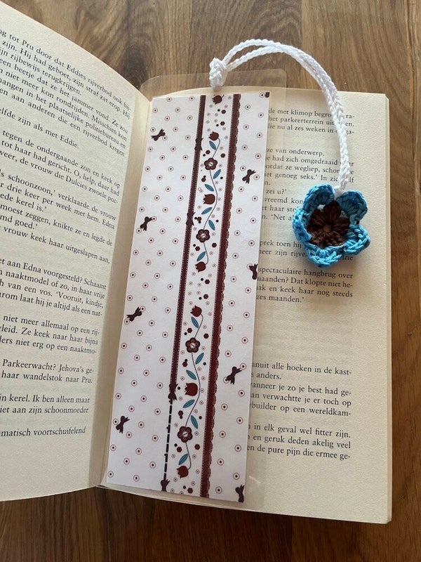 Boekenlegger Bloem blauw