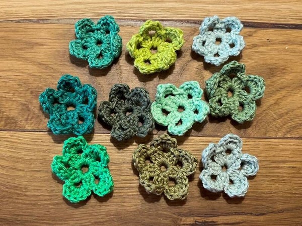 Setje 10 bloemetjes Groen