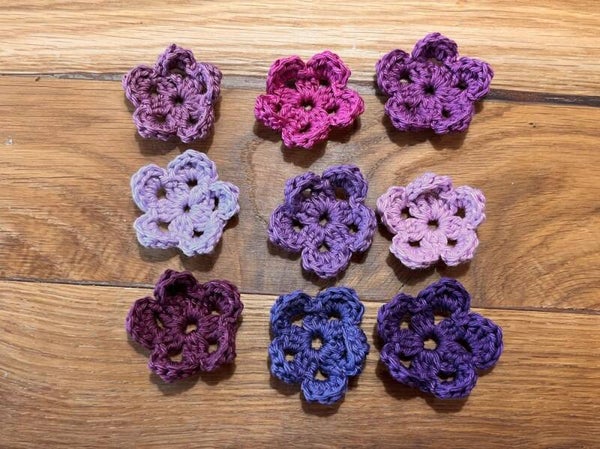 Setje 9 bloemetjes Paars