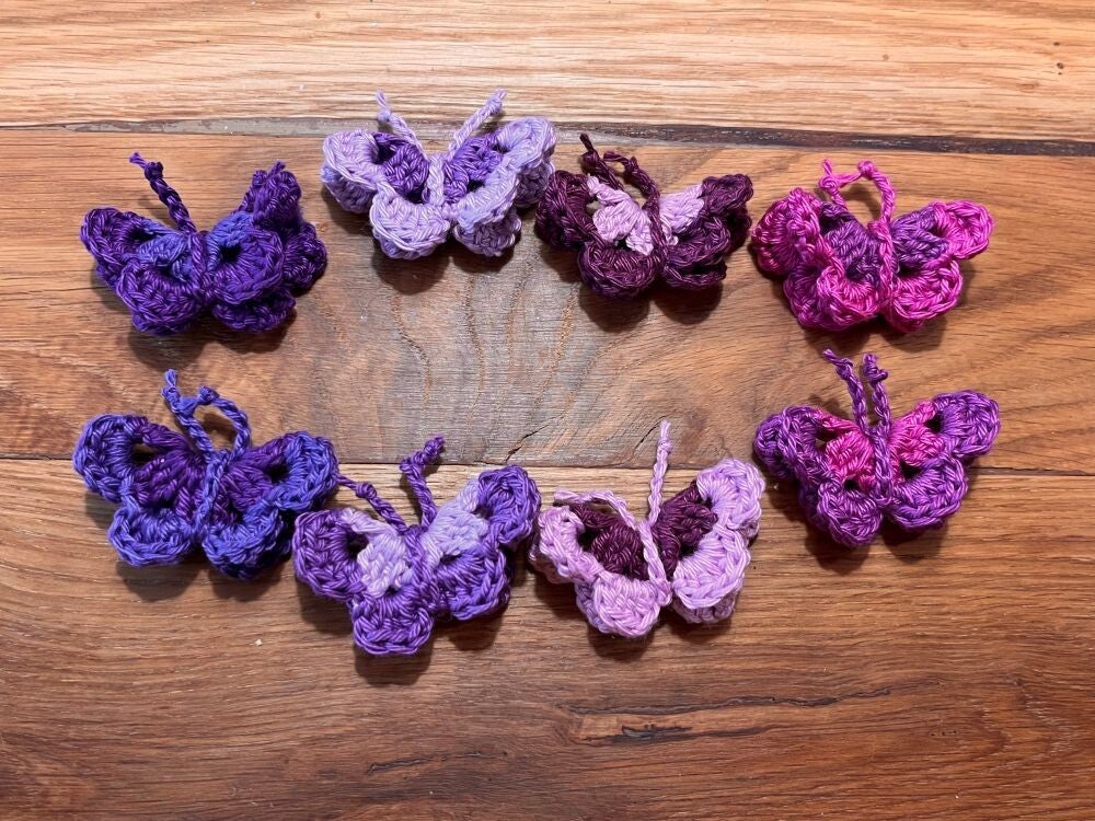 Setje 8 vlinders Paars